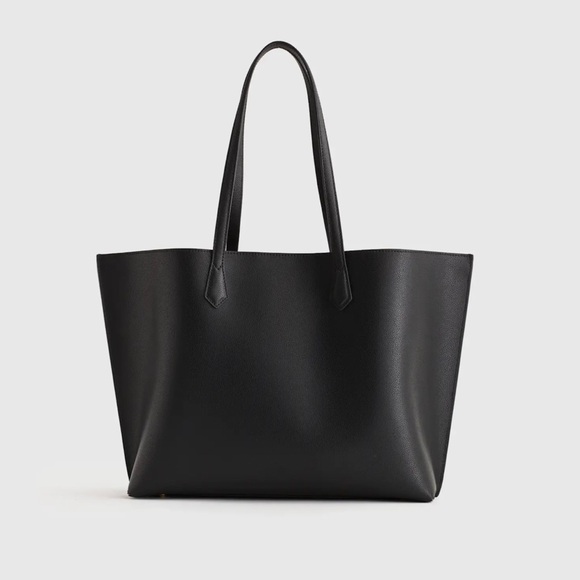 Quince Handbags - Quince Italian Leather Triple Compartment Shopper Tote Bag Black Work Laptop